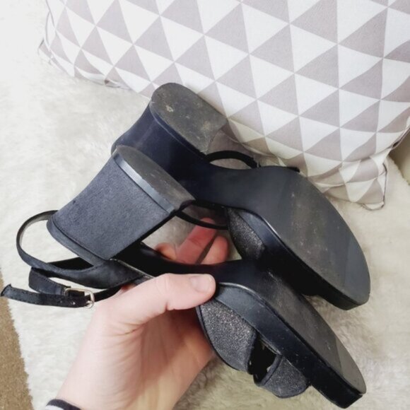 Vintage 725 Y2K 90s Block Heel Brat Girl Goth Coquette Strappy Sandals 7 - Picture 3 of 4